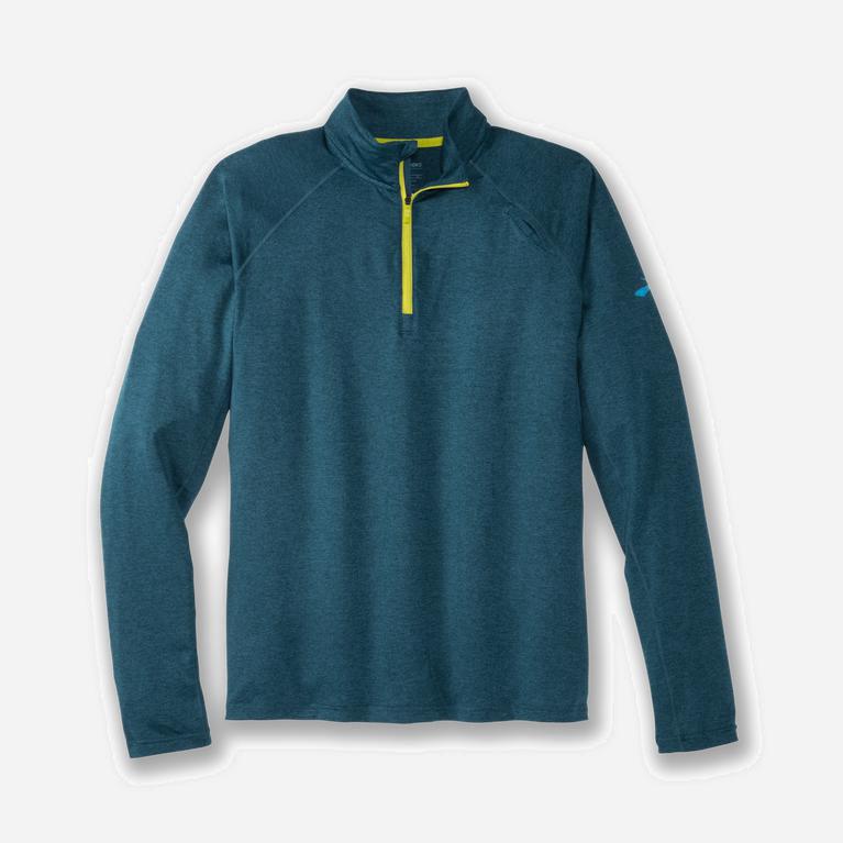 Pánske Brooks Dash 1/2 Zip - Bežecké Bundy - Modre (79230-IVKP)